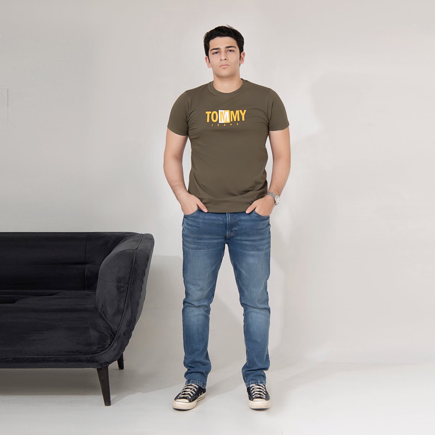 Olive Green Printed Tee