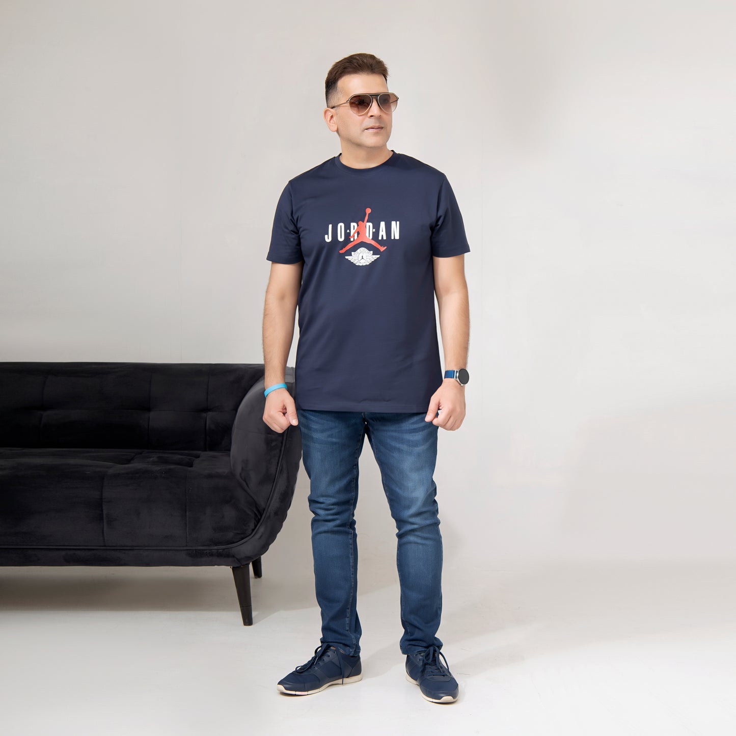 Navy Blue Printed Tee