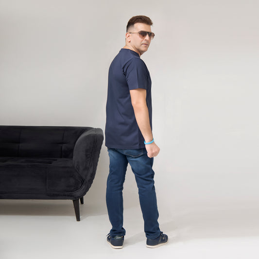 Navy Blue Printed Tee